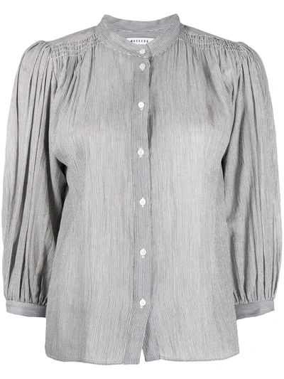 Masscob Pinstripe Cotton Blouse In Black