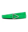 Bottega Veneta Triangle Buckle Skinny Leather Belt In Green