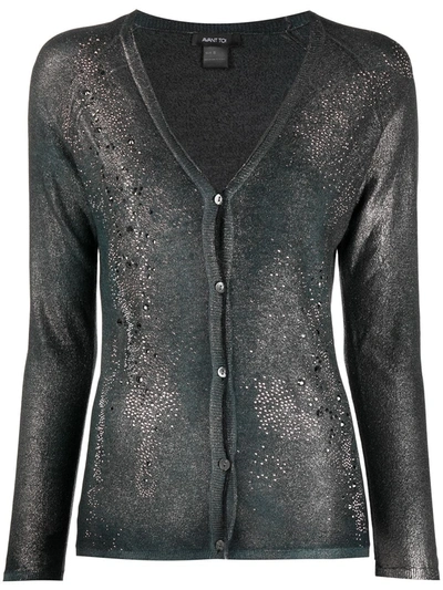 Avant Toi Stud-embellished Glittered Cardigan In Blue