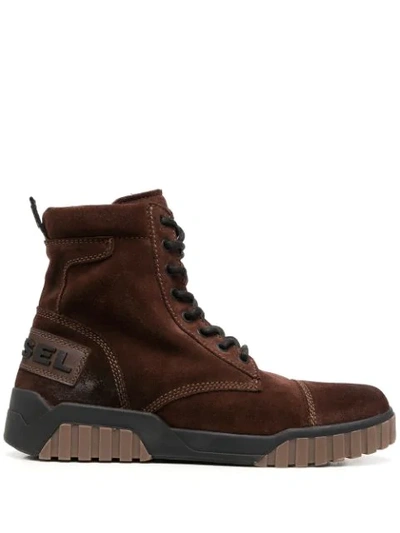 Diesel H-rua Am Sneaker Boots In Brown | ModeSens