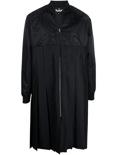 Black Comme Des Garçons Zipped Pleated Coat In Black