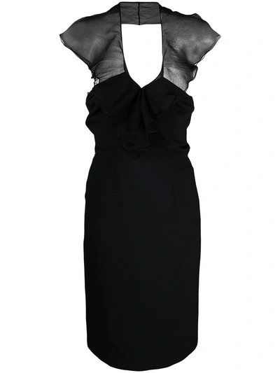 Pre-owned Dior  Ruffled Detail Fitted Dress In Black