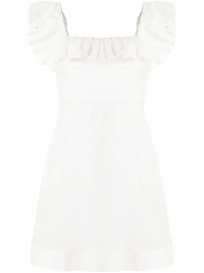 Zimmermann Off-shoulder Ruffled Mini Dress In White
