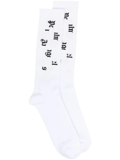 Palm Angels Ribbed-knit Socks In White