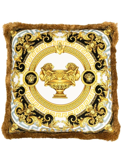 Versace Home Cushion With Baroque Print In Gold
