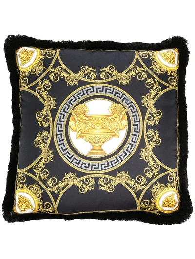 Versace Home Logo Print Cushion In Black