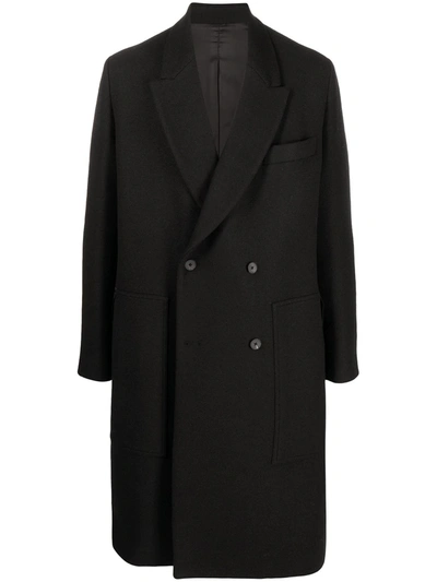 Mcq Swallow Double-breasted Wool Coat In Black