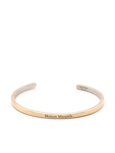 Maison Margiela Logo-engraved Cuff In Yellow Gold