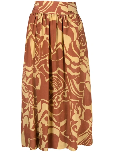 Alysi Pleated Knee-length Skirt In Brown