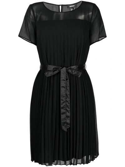 Dkny Pleated Mini Dress In Black