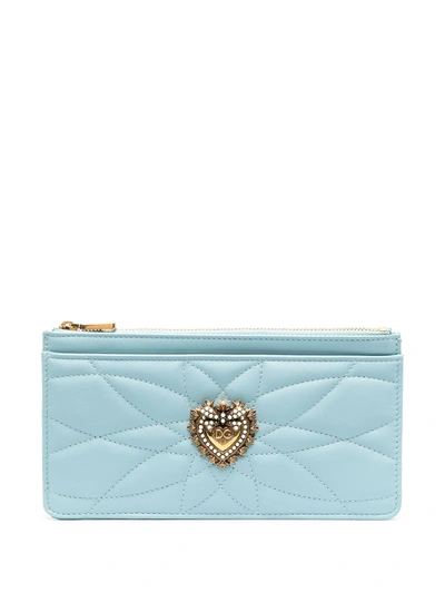 Dolce & Gabbana Devotion Zip-up Wallet In Blue