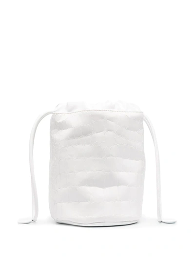 Mm6 Maison Margiela Embossed Crocodile-effect Bucket Bag In White