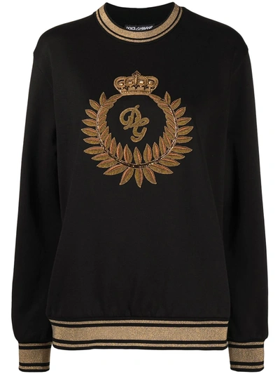 Dolce & Gabbana Logo-embroidered Sweatshirt In Black