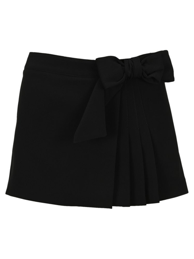 Red Valentino Divided Mid Skirt With Bow Detail In Black