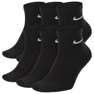 Nike 6-pack Quarter Socks In Black In Black/white