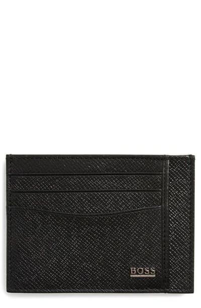 Hugo Boss Leather Card Case In Black