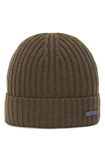 Hugo Boss Cable Knit Beanie In Open Green
