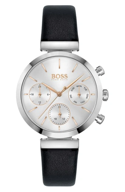 Hugo Boss Flawless Chronograph Watch, 43mm In Black/ Silver White/ Silver