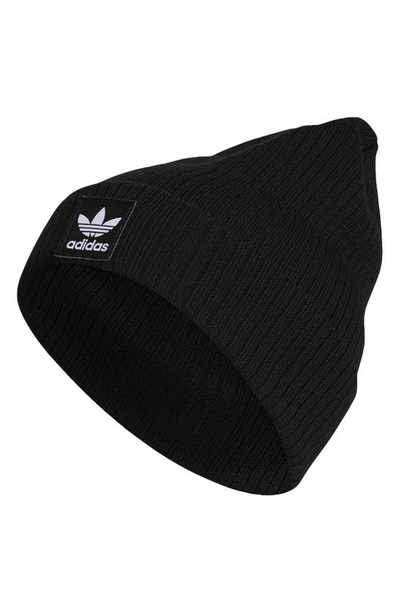 Adidas Originals Logo Recycled Ribbed Beanie In Black