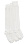 Hue 3-pack Flat Knit Knee High Socks In White