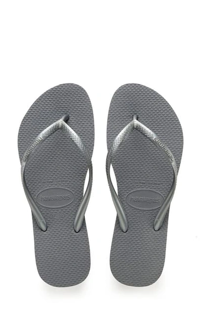 Havaianas Slim Flip Flop In Steel Grey
