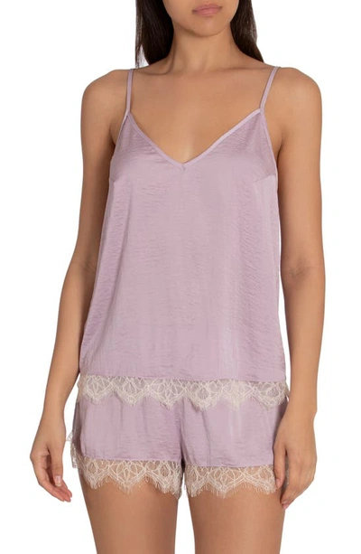 Midnight Bakery Lydia Hammered Satin Shorts Pajamas In Lilac