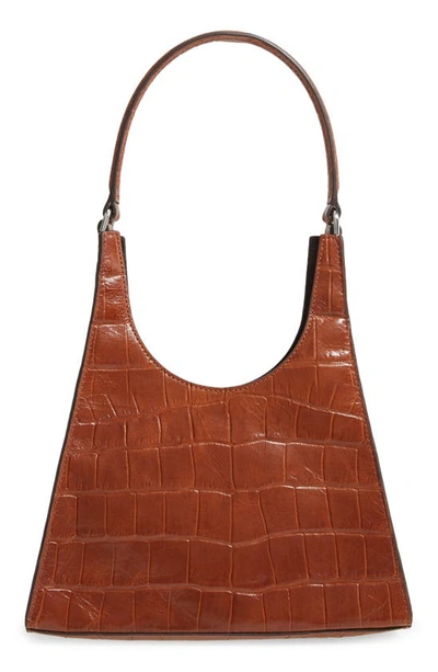Staud Small Rey Leather Shoulder Bag In Saddle Croc