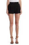 Versace Medusa Button Pleated Stretch Wool Shorts In A1008 Black