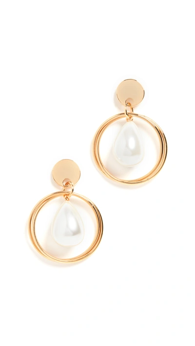 Lele Sadoughi Imitation Pearl Teardrop Hoop Earrings