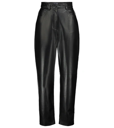 Dolce & Gabbana Leather Straight-leg Pants In Black