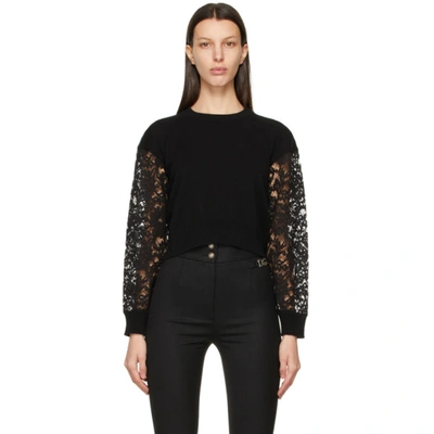 Dolce & Gabbana Lace, Cashmere And Cotton Sweater In Black