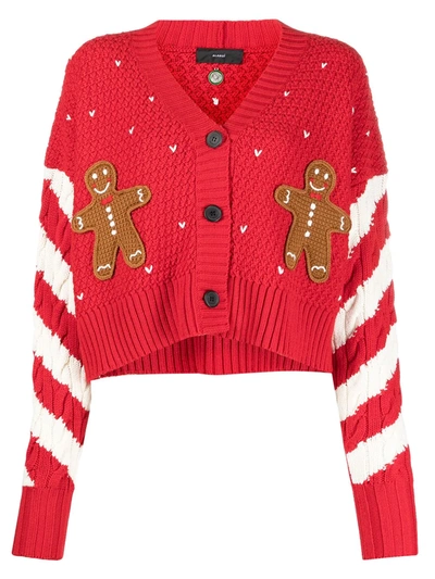 Alanui Candycane Cropped Cardigan In Red