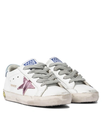 Golden Goose Kids' Superstar Leather Sneakers In White - Pink Star