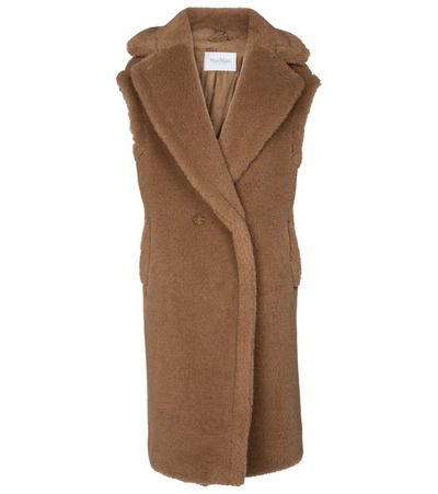 Max Mara Alce Camel Wool And Silk Vest In Light Brown