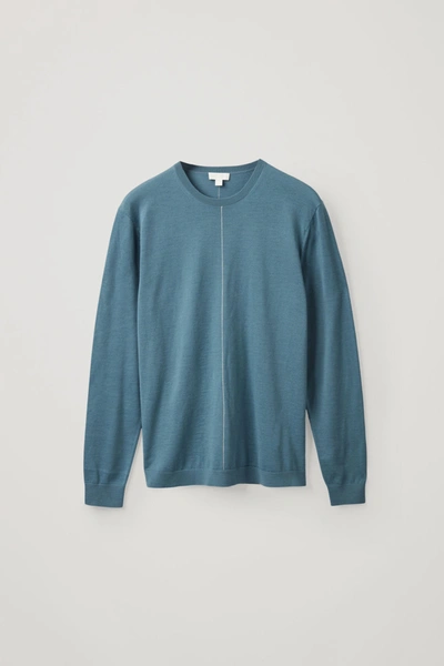 Cos Merino Wool Line Detail Sweater In Blue | ModeSens