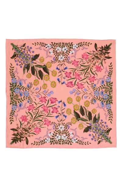 Gucci New Flora Silk Twill Scarf In Rose