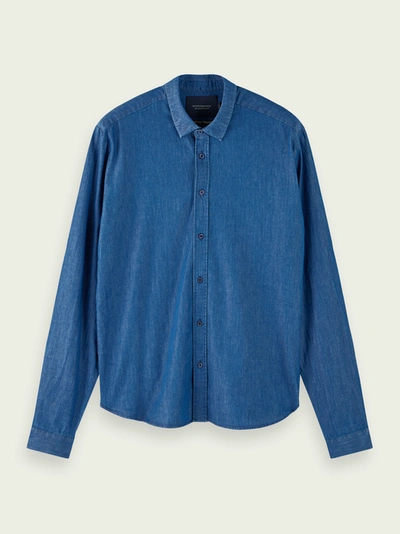 Scotch & Soda 100% Cotton Tailored Denim Shirt In Blue