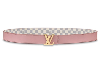 Pre-owned Louis Vuitton  Belt Lv Initiales Reversible Damier Azur 30mm Pink