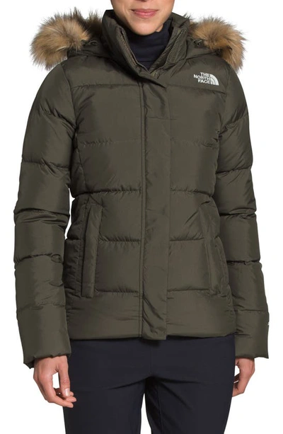 The North Face Gotham Water Repellent 550 Fill Power Down Jacket In New Taupe Green