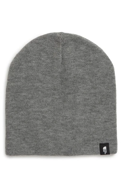 The North Face Reversible Merino Wool Beanie In Med Grey Heather/ Urban Navy
