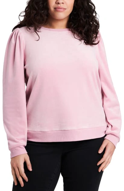 1.state Velour Puff Sleeve Sweatshirt In Rose Pink