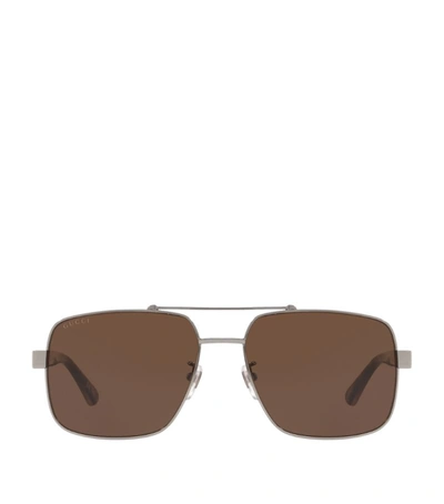 Gucci Metal Pilot Sunglasses In Silver