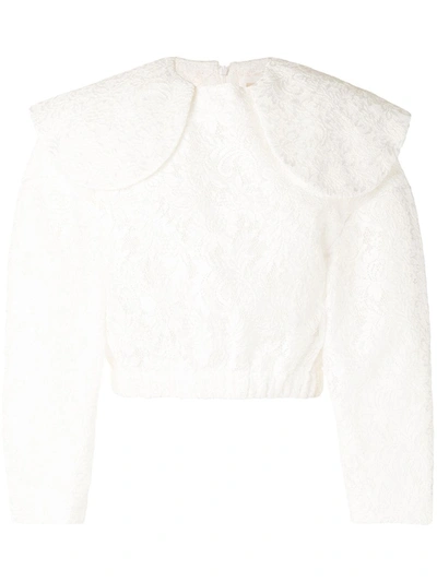 Shushu-tong Lace Peter-pan Collar Blouse In White