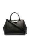 Longchamp Roseau Medium Tote With Strap In Black