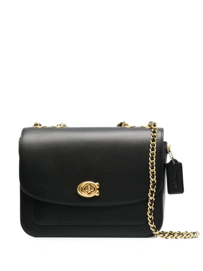 Coach Polished Leather Crossbody Bag In Black
