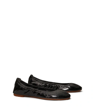 Tory Burch Eddie Patent Ballet Flat In Perfect Black