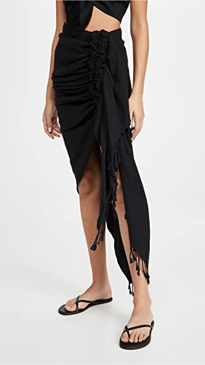 Just Bee Queen Tulum Swim Cover Up Skirt In Black