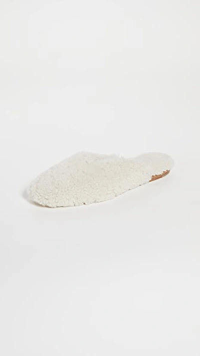 Sleeper Square-toe Sheepskin Slippers In Cream