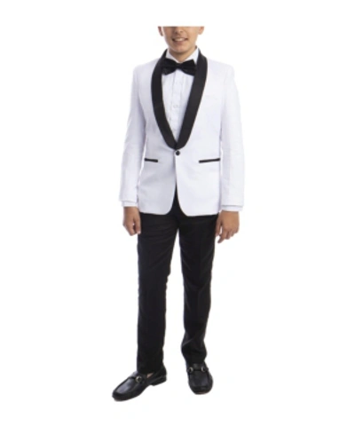 Perry Ellis Kids' Big Boy's 5-piece Slim Fit Shawl Tuxedo Set In White