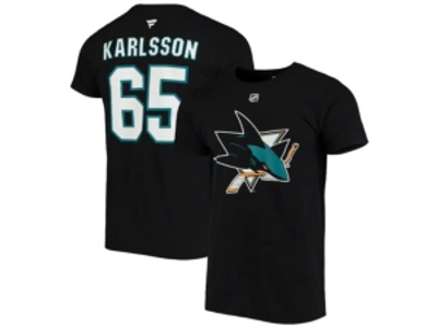 Majestic Erik Karlsson San Jose Sharks Men's Authentic Stack Name & Number T-shirt In Black